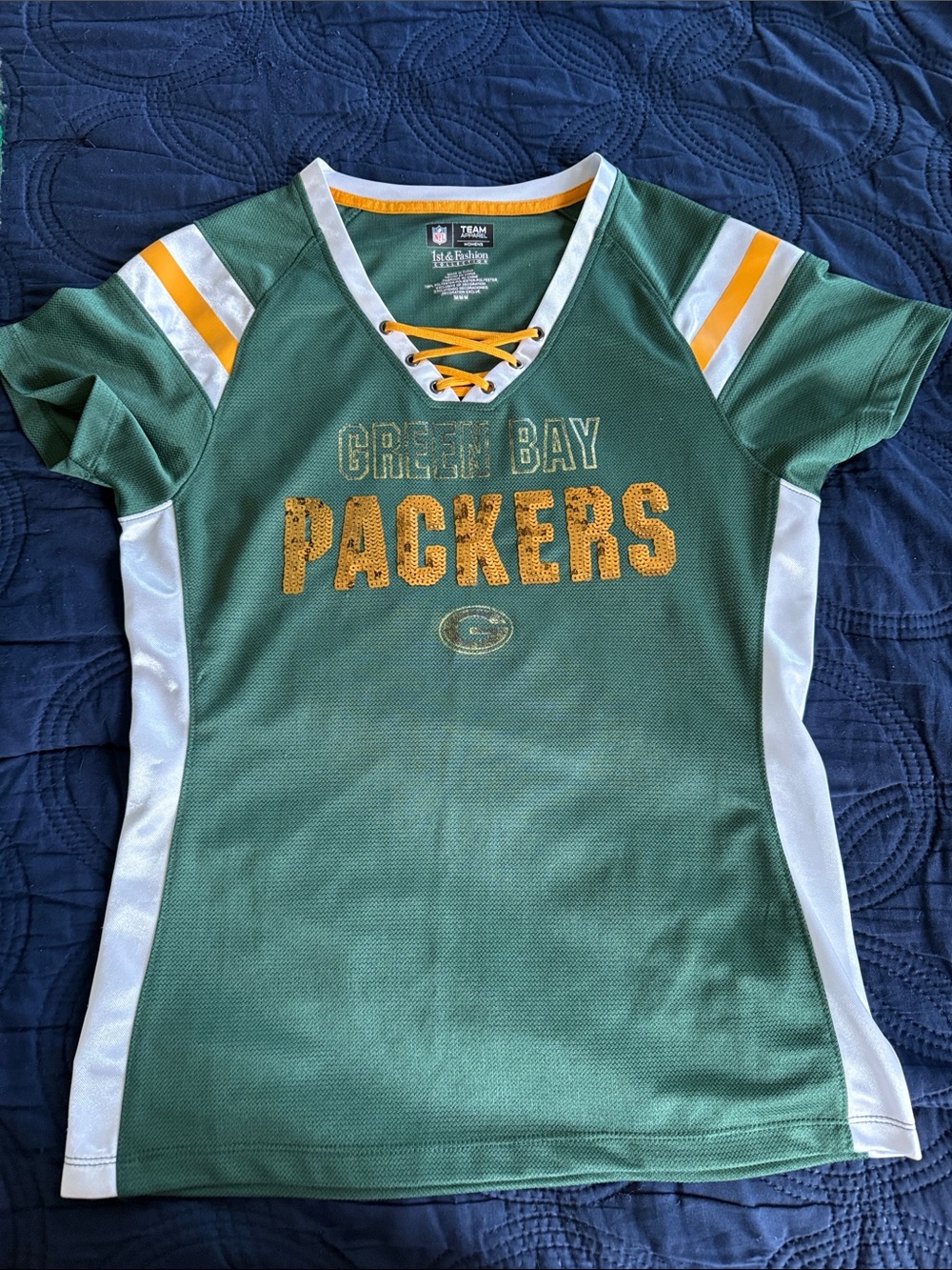 NFL Green Bay Packers Green and Gold Women's Jersey Top